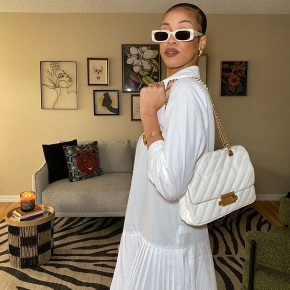 Zara White Linen Pleated Dresss - Picture 10 of 14